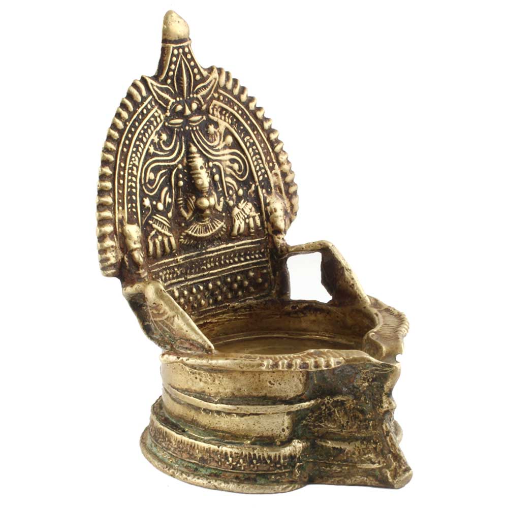 Handmade Brass Oil lamp Engraved Design Indian Pooja Lamp